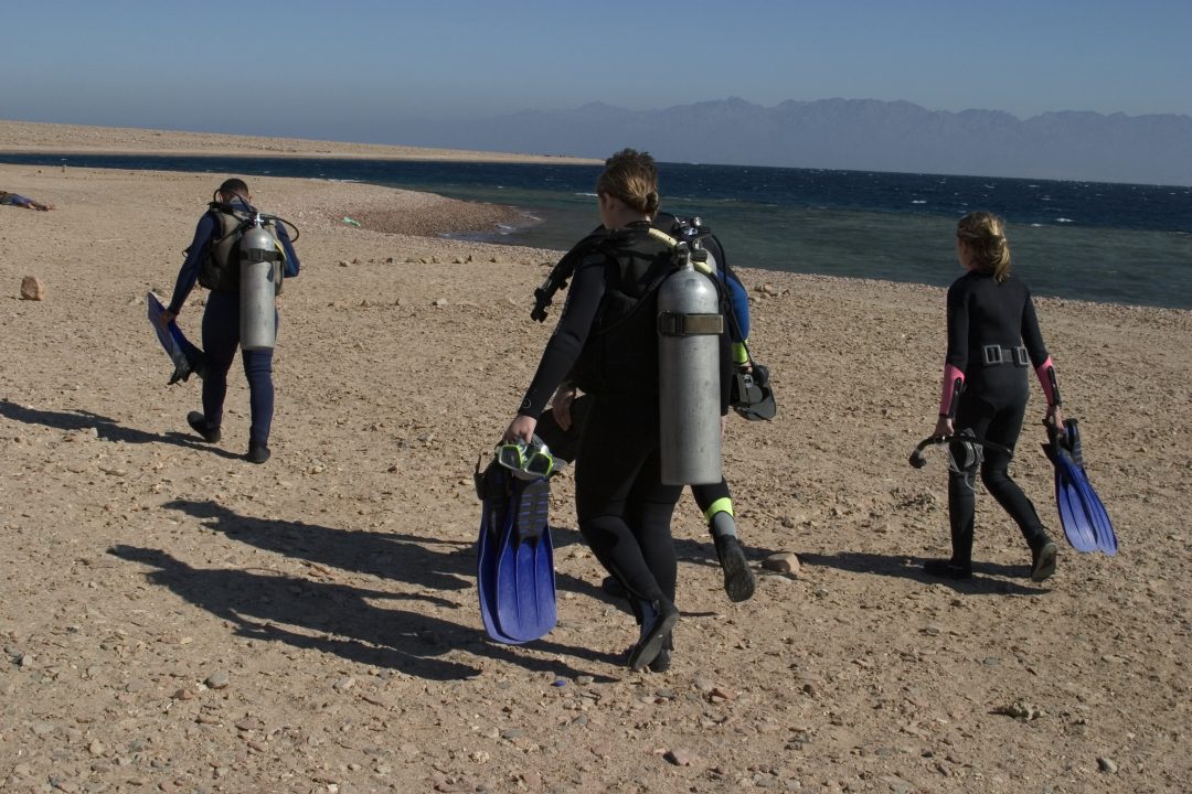 guided dives – divers entering